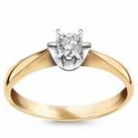 YES Stella Złoty PIERŚCIONEK zaręczynowy 14K diament 0,22ct r. 18