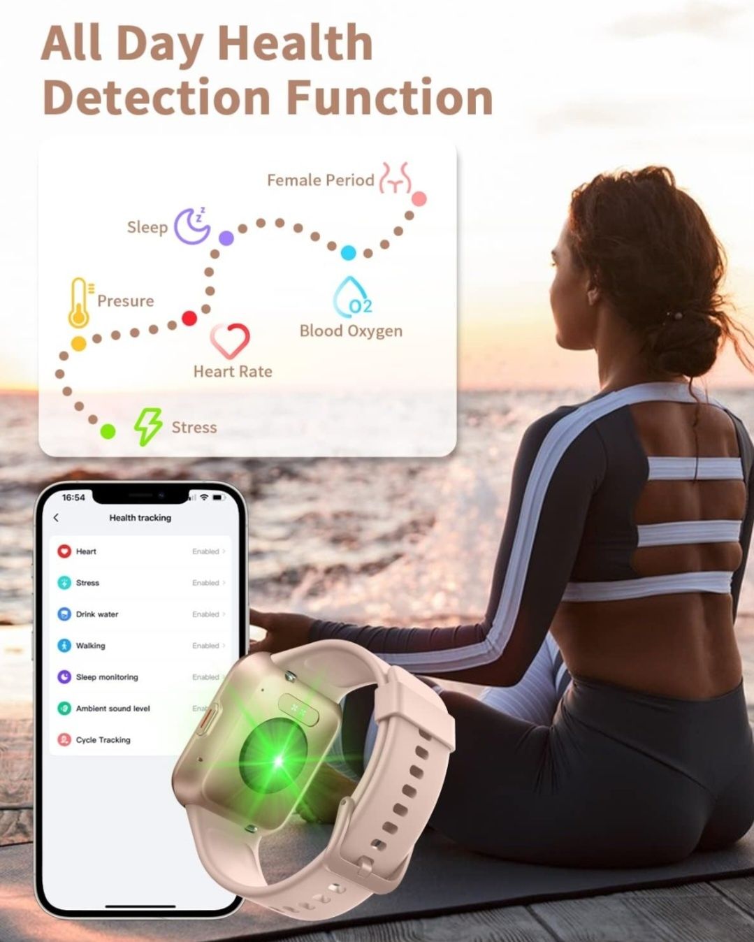 Tenski 208 plus Inteligentny zegarek dla kobiet i mężczyzn z Bluetooth