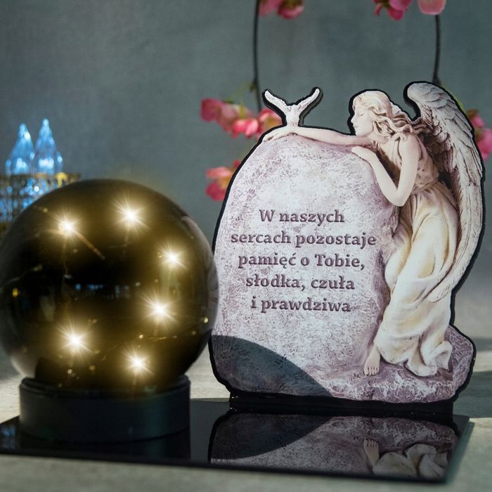 Solarny znicz led statuetka na cmentarz grób duża