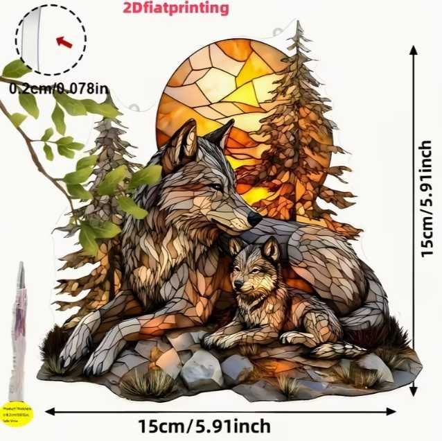 HIT – śliczna nowa dekoracja – wilki 15 cm akryl płaska – 2D