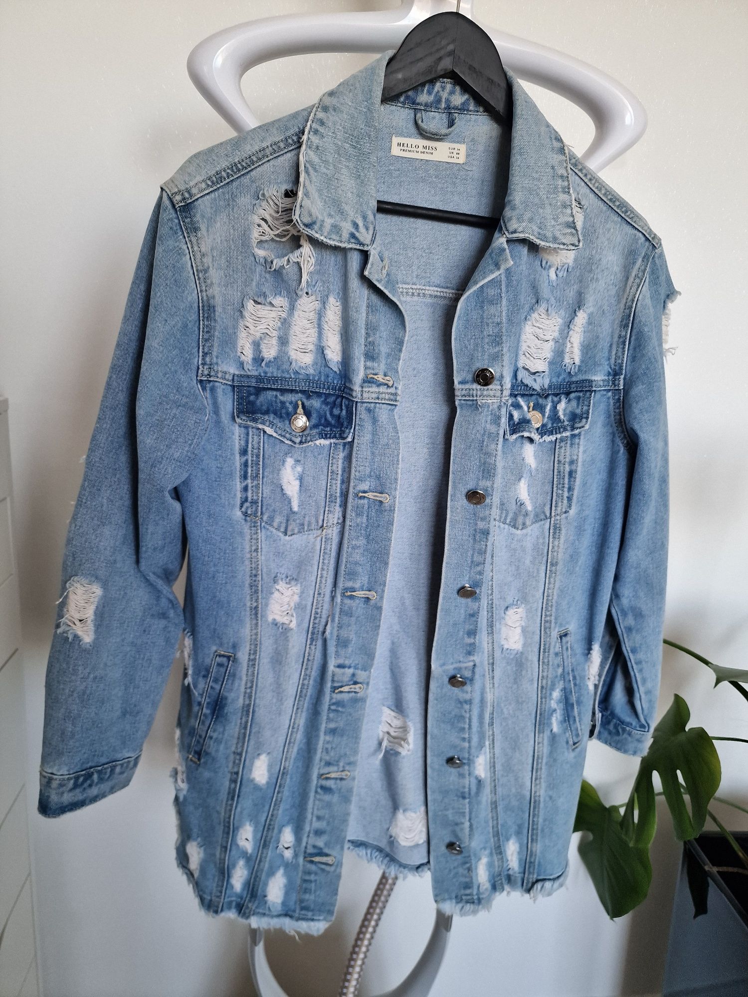 Kurtka bluza jeansowa jasna przetarcia