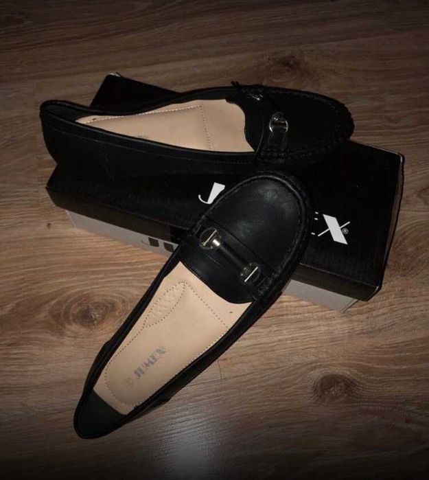 Baleriny Buty Czarne Vintage 39 mokasyny eleganckie wyjściowe wesele