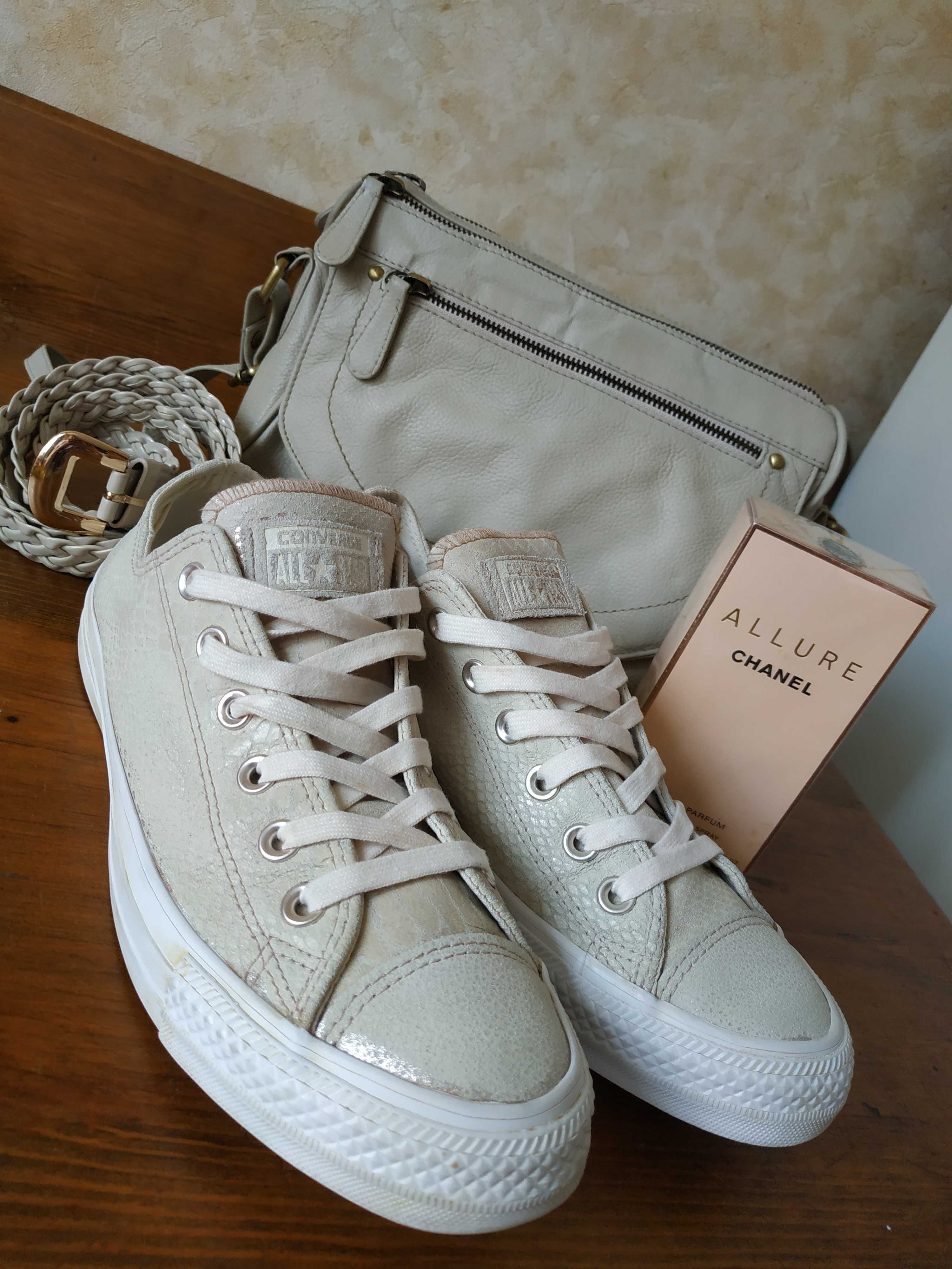 Кеды Converse All Star, бежевые конверсы,кеди колір пудра 40 р., 26 см