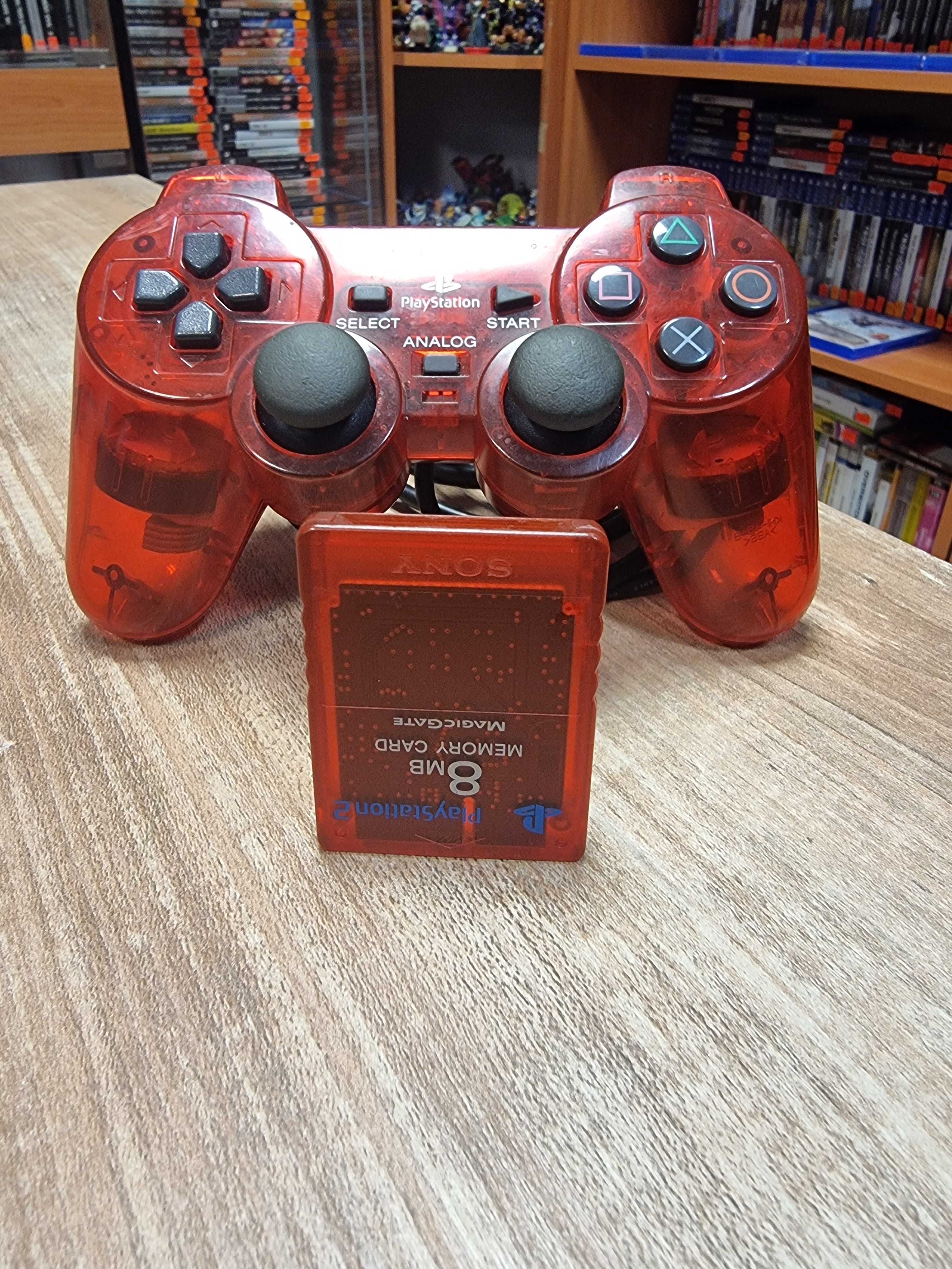 Red Dual Shock Pad+Karta pamięci 100% Oryginał BDB Unikat SklepRetro