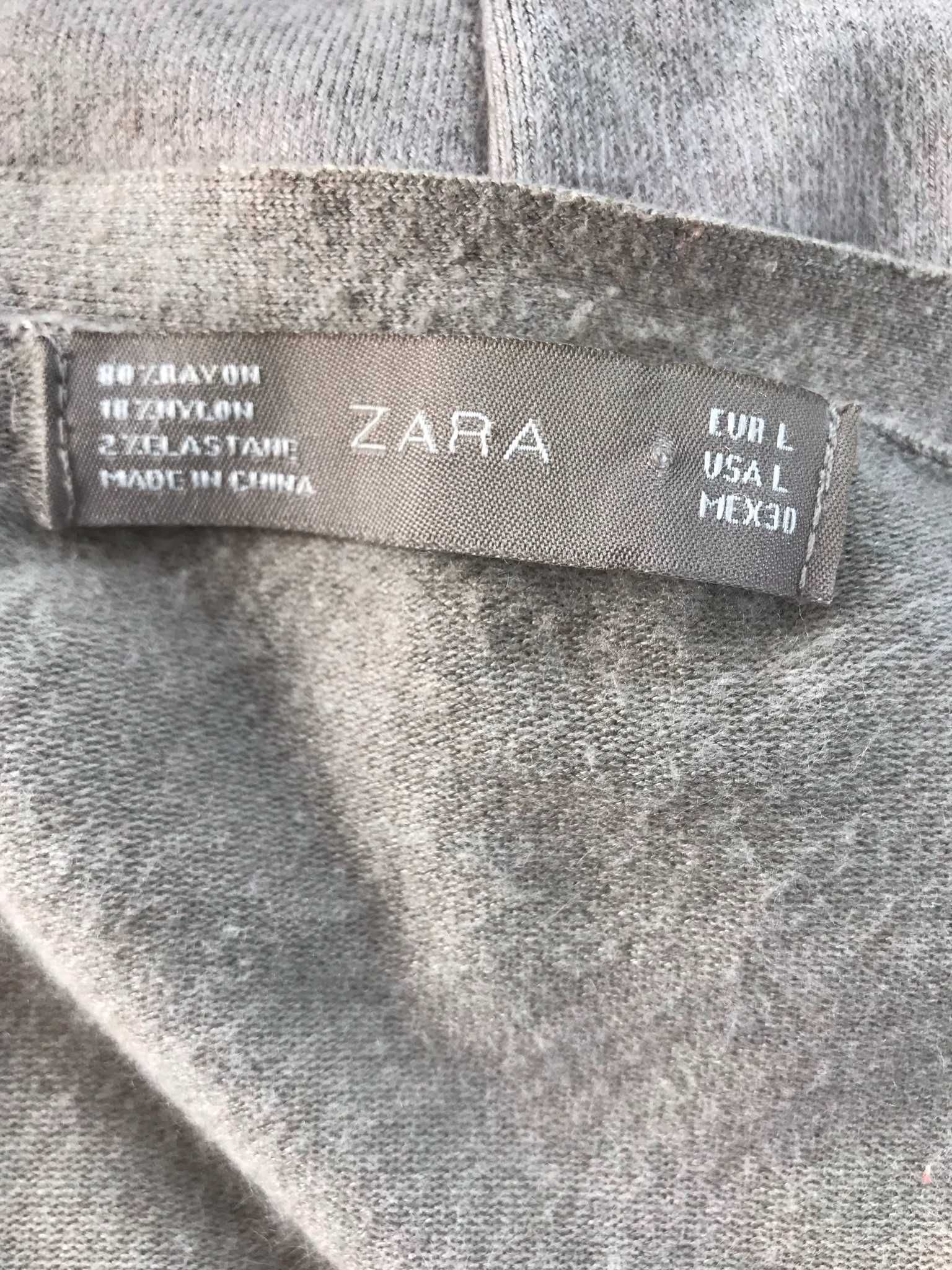 Beżowy kardigan damski rayon nylon Zara L 40 12 nylon elastyna 175 96A