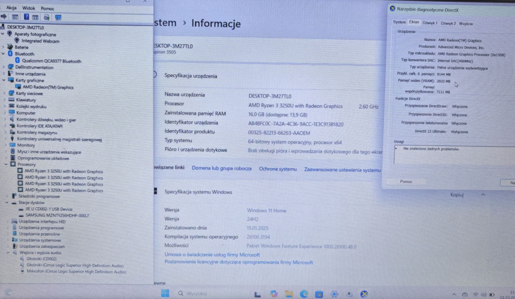 Dell 15,6 - AMD Ryzen, Radeon 2GB, 16GB DDR4, 256GB SSD, Win11, Office