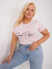 T-shirt bluzka damska z dżetami jasno różowy