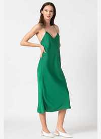 Зеленая атласная комбинация, ночнушка, подкладка под платье zara
