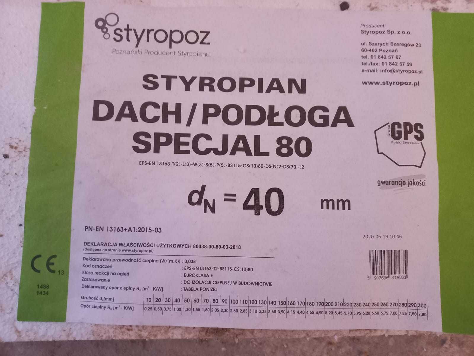 Styropian styropoz special eps 80 40 mm 50 mm 60m2 - Do końca tygodnia