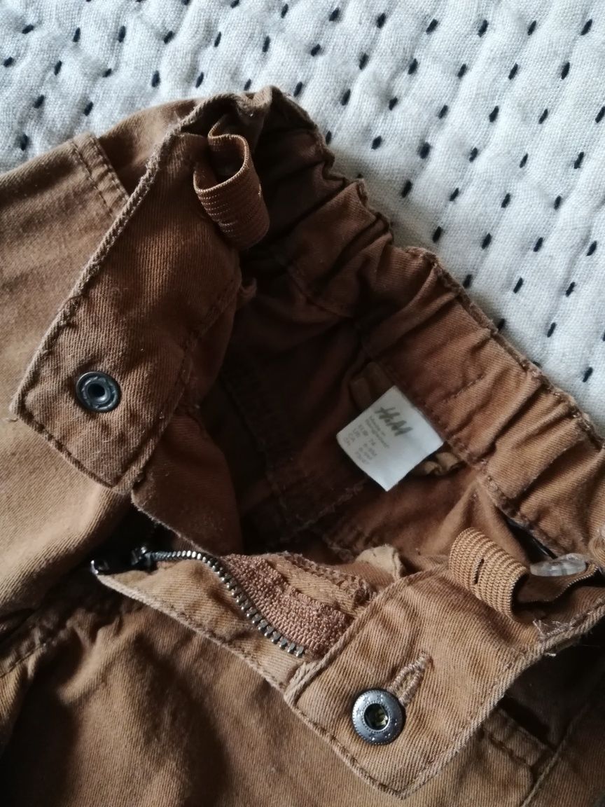 Spodnie H&M 74 denim jeansy brązowe camel karmelowe wielbłądzie