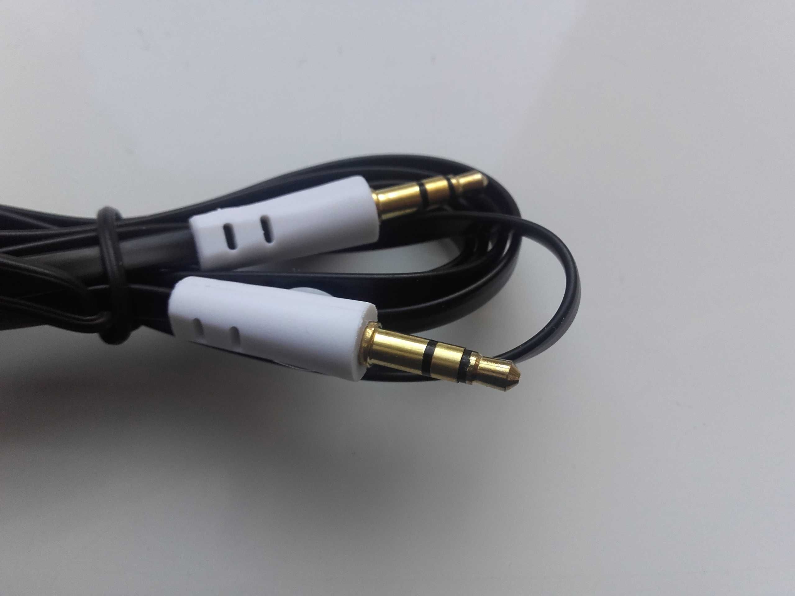 Kabel audio 1m AUX miniJack 3,5mm płaski, stereo 100cm QR raltek