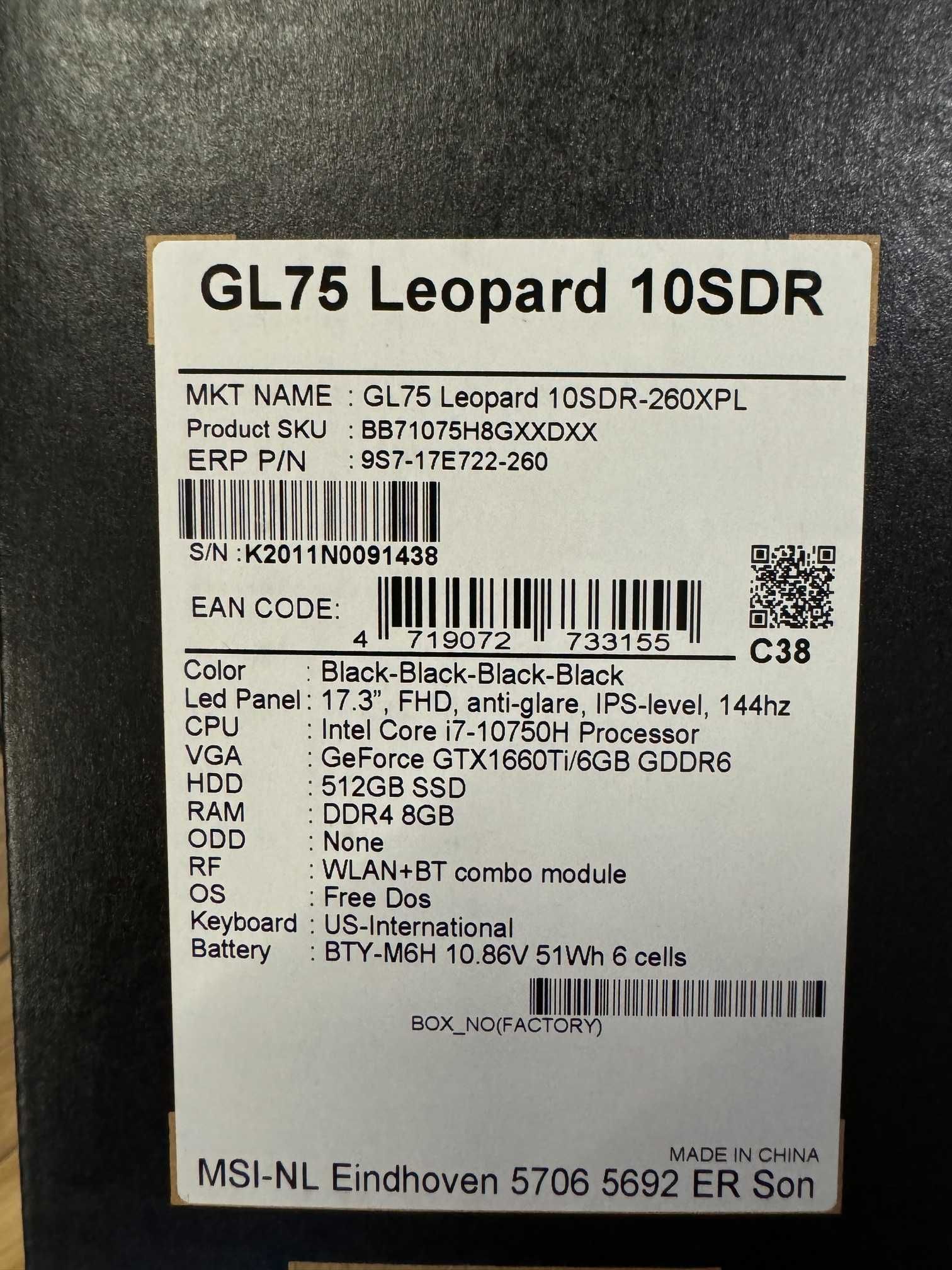 MSI GL75 Leopard 10SDR