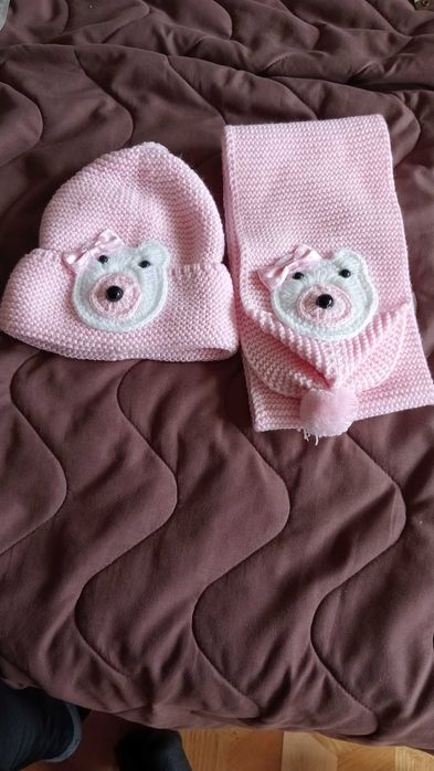 Czapka + szalik dziewcz. komplet  (34-41cm) – wiosna, jesień, zima