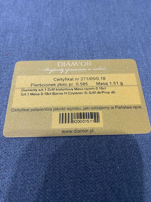 Pierścionek zaręczynowy DIAM’OR