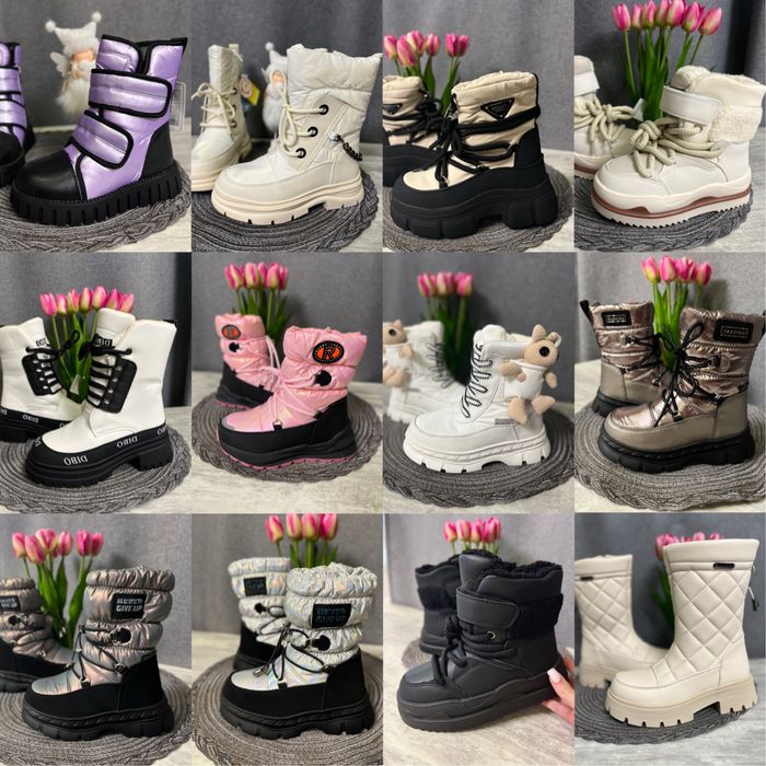 зимові чобітки  для дівчинки дутики /сапоги зимние для девочки ботинки