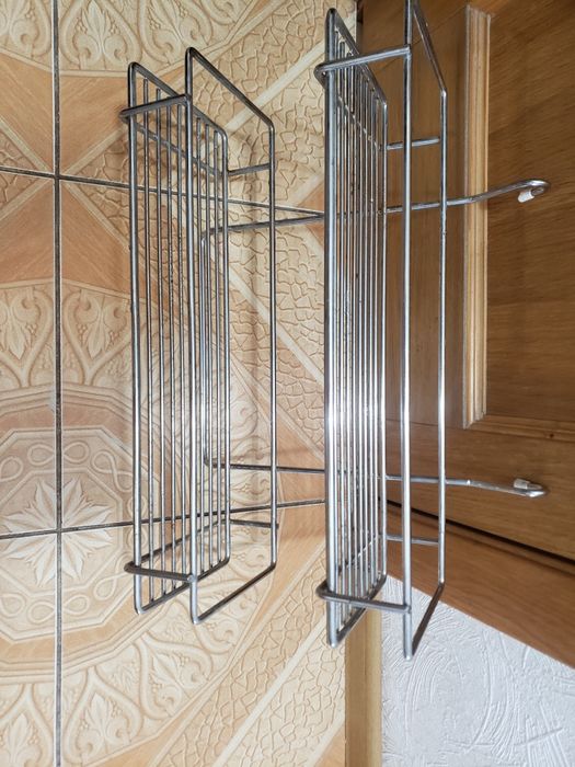 Хромированная полка для посуды двойная на рейлинг