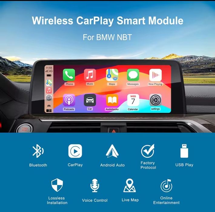Módulo Wireless CarPlay & Android Auto para BMW NBT