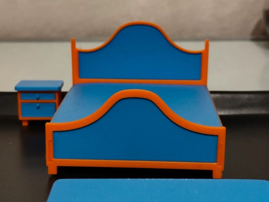 Miniatura Cama de Casal para Casas de Bonecas