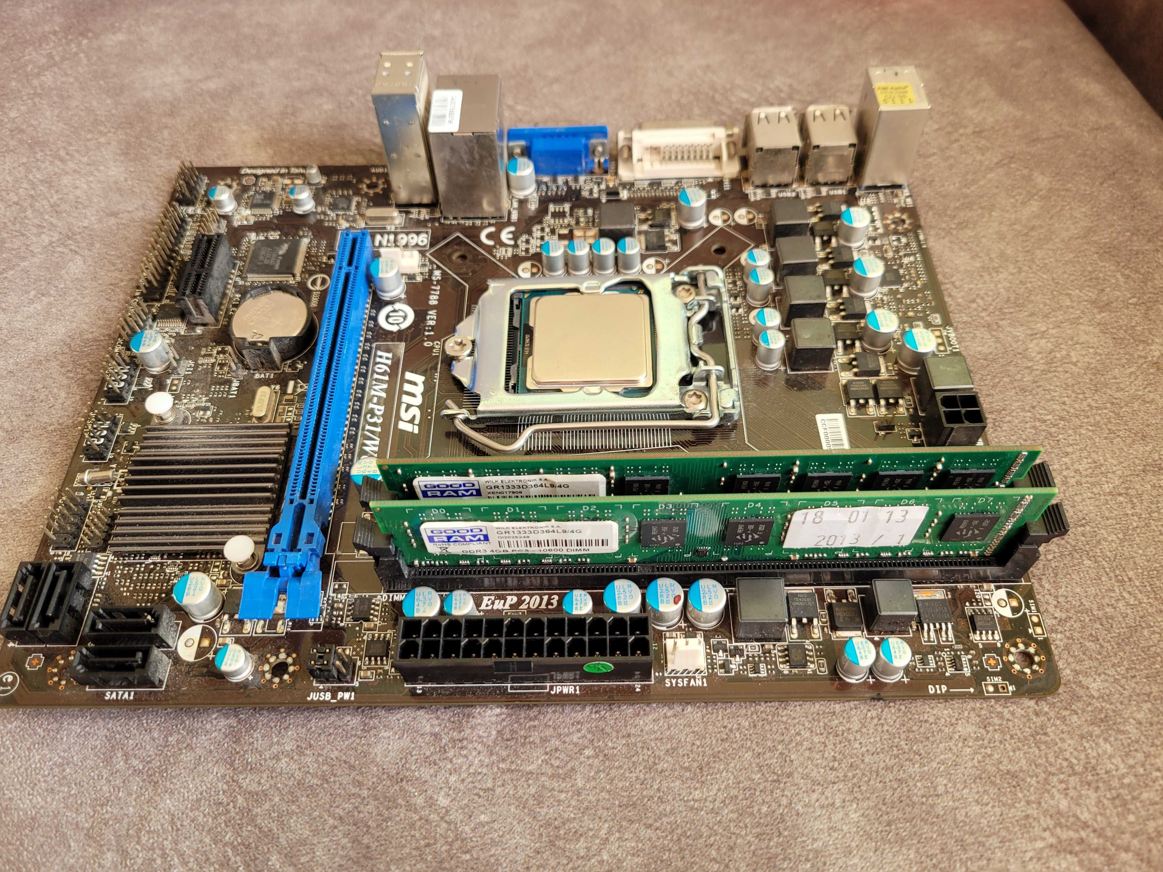 Komputer - Zestaw intel i5 2500, MSI H61M-P31, RAM 8GB, HDD 500GB.