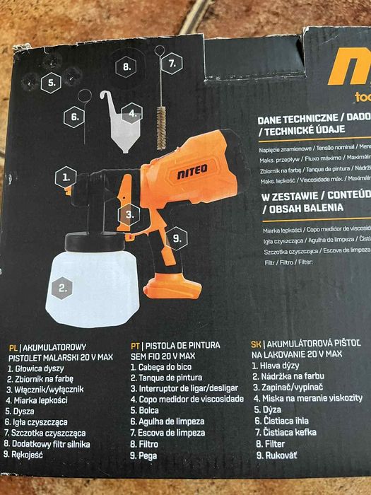 Nowy akumulatorowy pistolet malarski Niteo 20 V