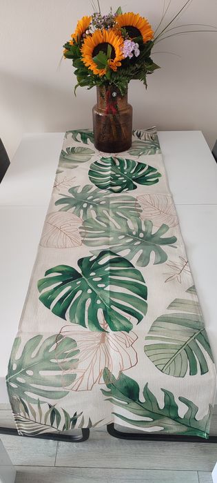 Bieżnik na stół obrus prostokątny wzor monstera