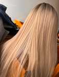 Peruka długie włosy lace front platyna refleksy złote ombre ciemny