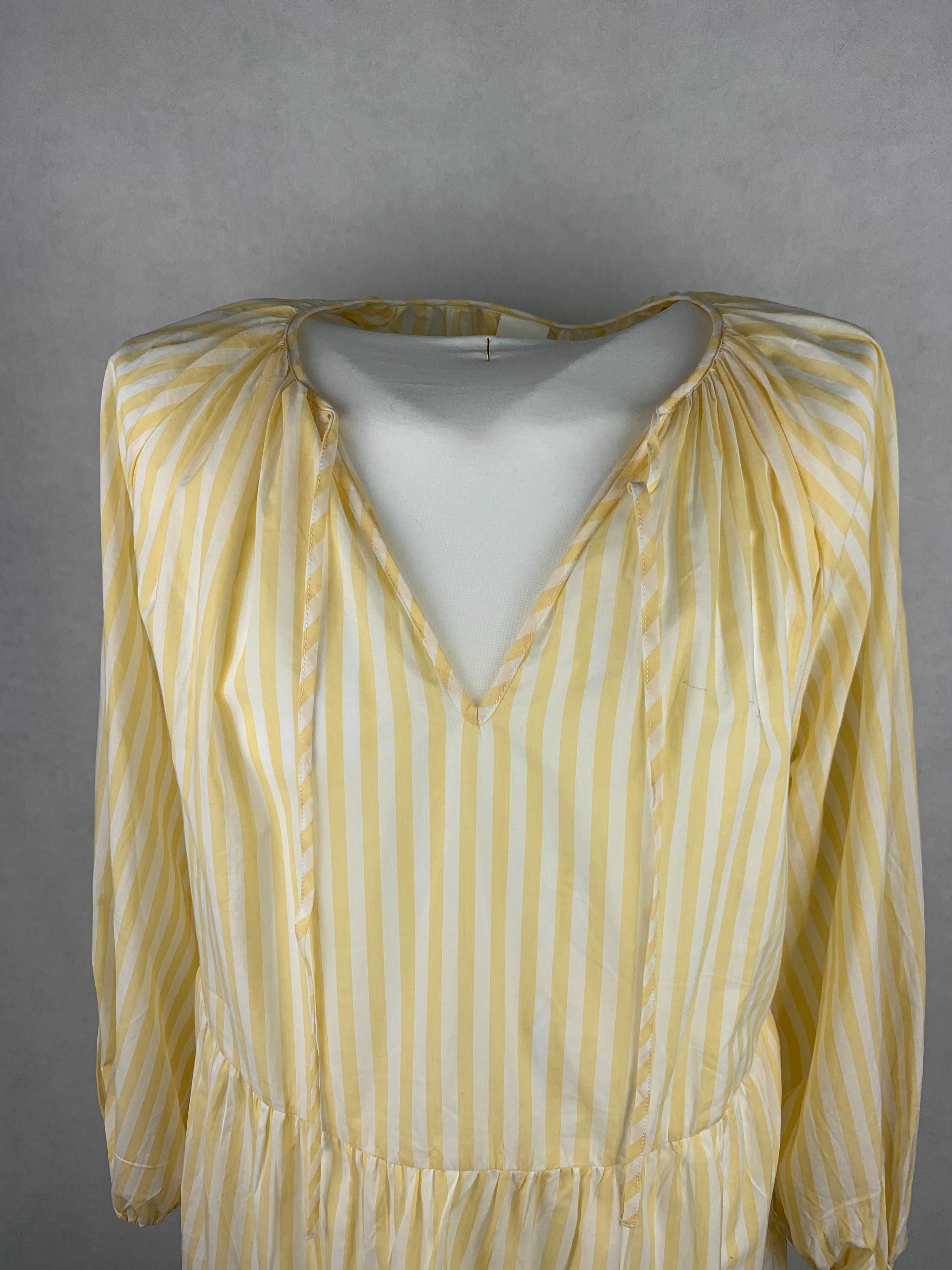 Nowa sukienka biała żółty plażowa H&M L 42 44 46 bawełna 100%