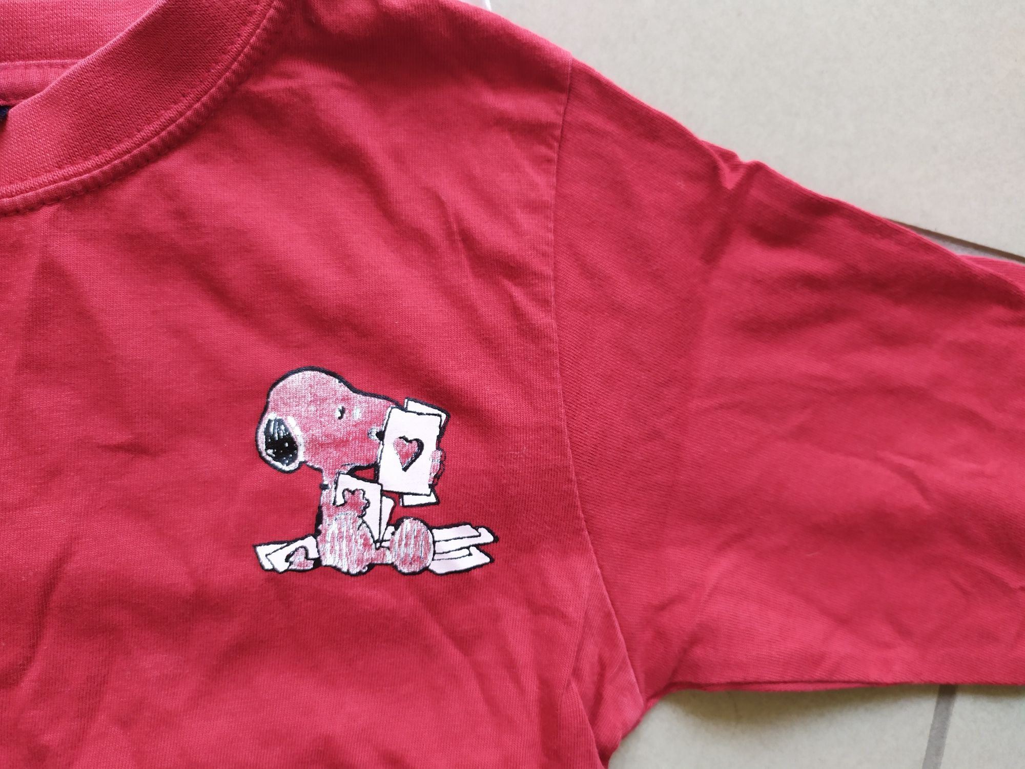 Bluzy H&M rozmiar 86 czerwone Snoopy długi rękaw