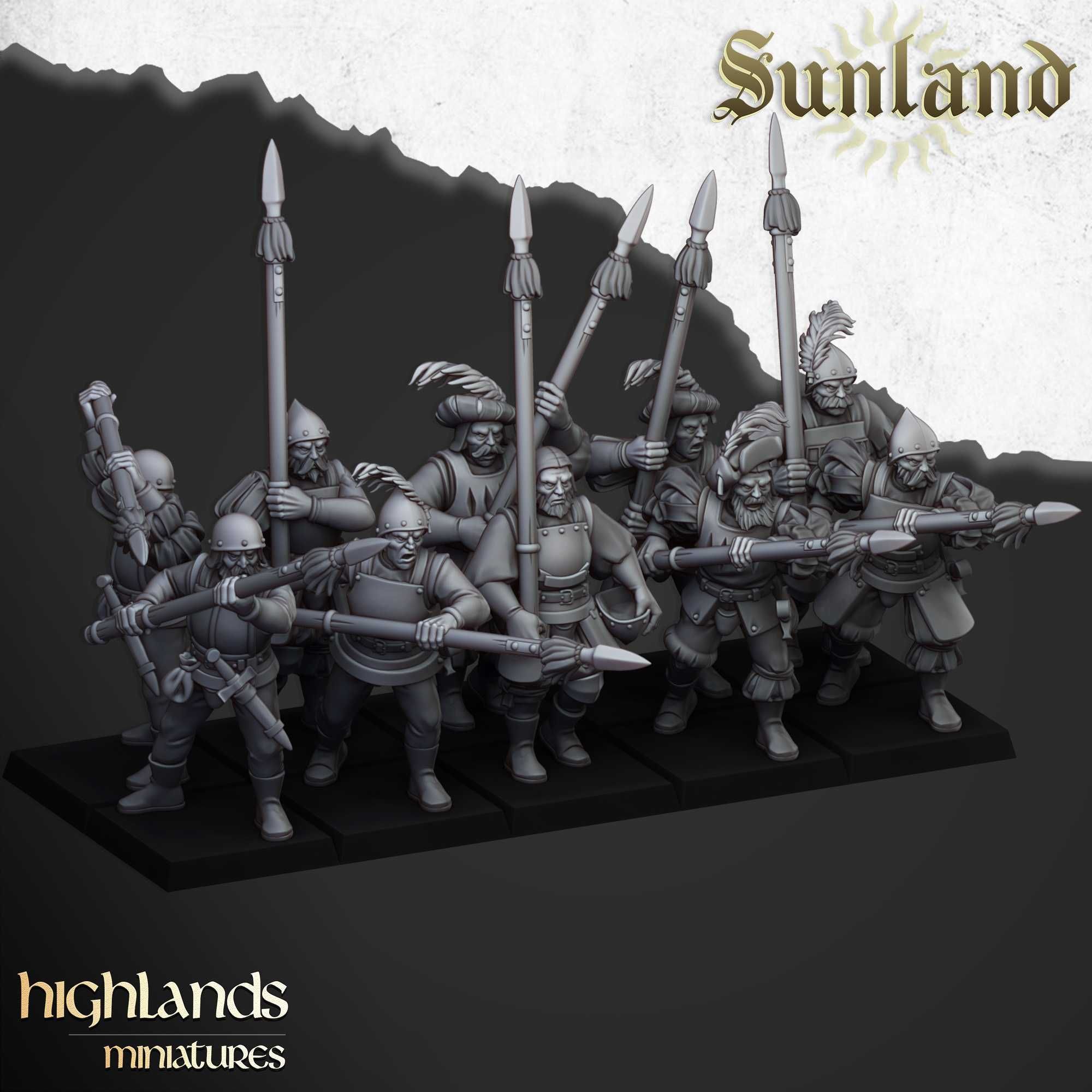 Sunland Troops with Halberds and Spears - ToW AoS WFB - Highlands x10
