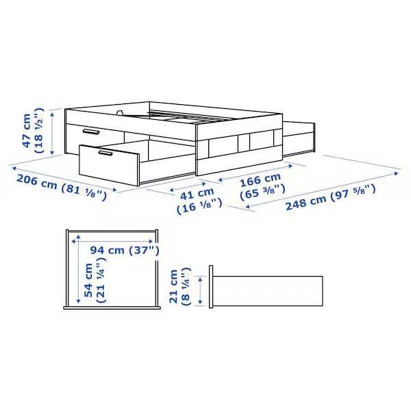 Leżanka  BRIMNES Rama łóżka z szufladamii 160x200 IKEA Nowa łóżko