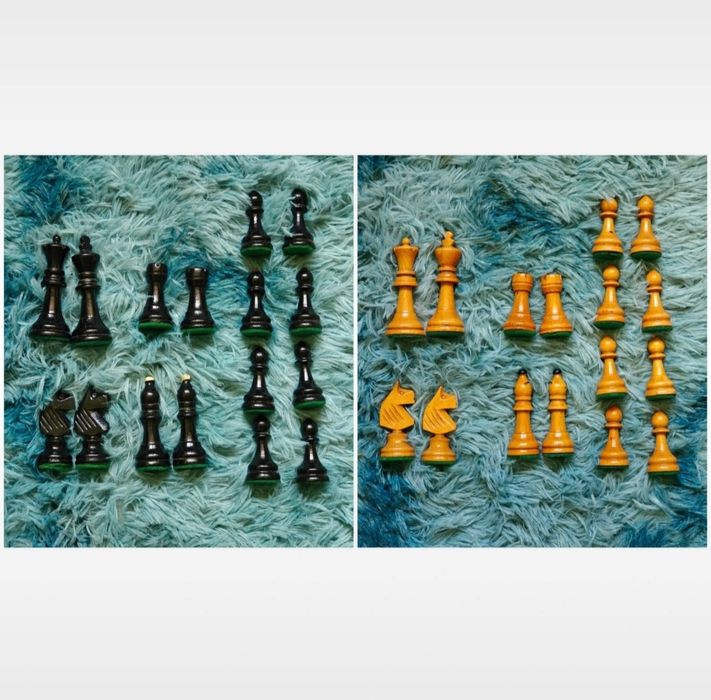 Komplet drewnianych figur szachowych – klasyczne, vintage