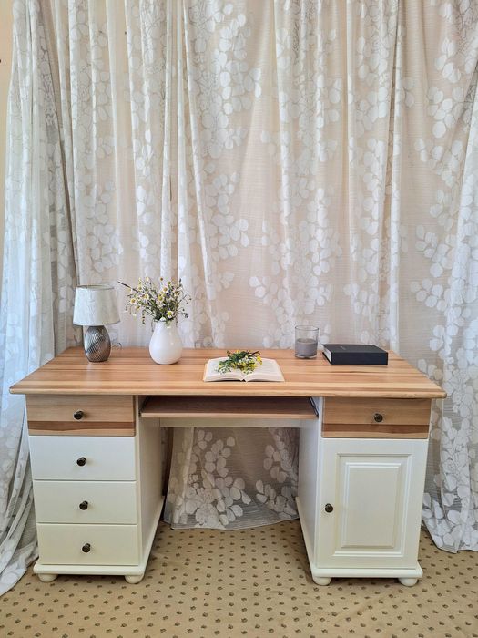 Piękne biurko drewniane sosnowe proste prowansalskie rustykalne DOWÓZ