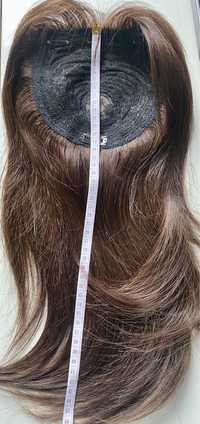 Toper tupet dopinka treska włosy naturalne indyjskie brąz 45 cm
