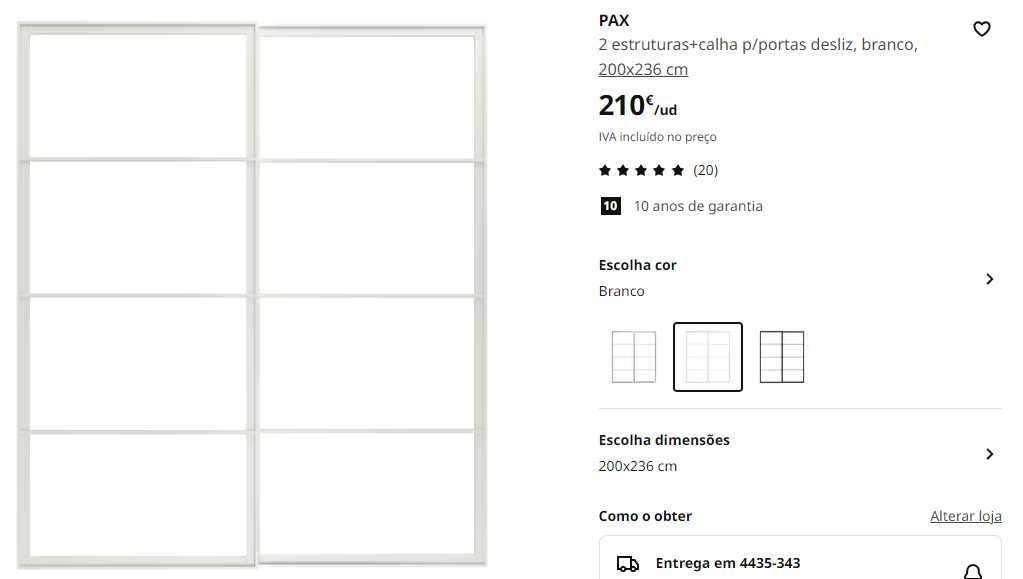 8 paines portas roupeiro pax ikea