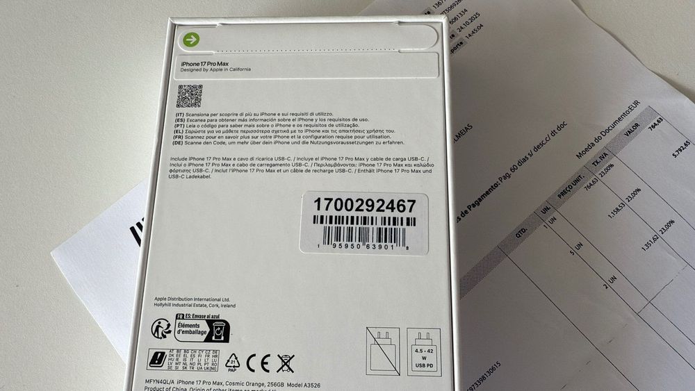 Vendo iPhone 17 Pro Max 256Gb Livre Novo e Selado Fatura Garantia