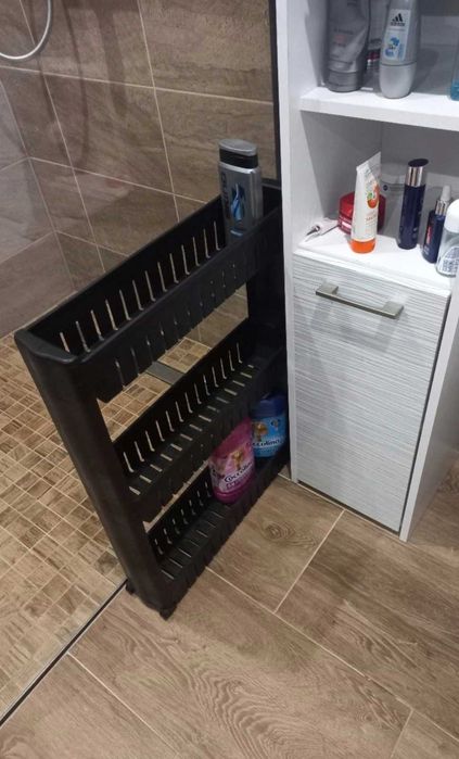 Czarna Nowa Półka Łazienkowa Plastikowa Wygodna