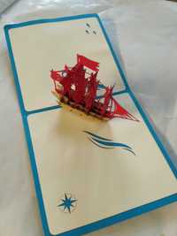 Об'ємна 3Д листівка з кораблем «Червоні вітрила»