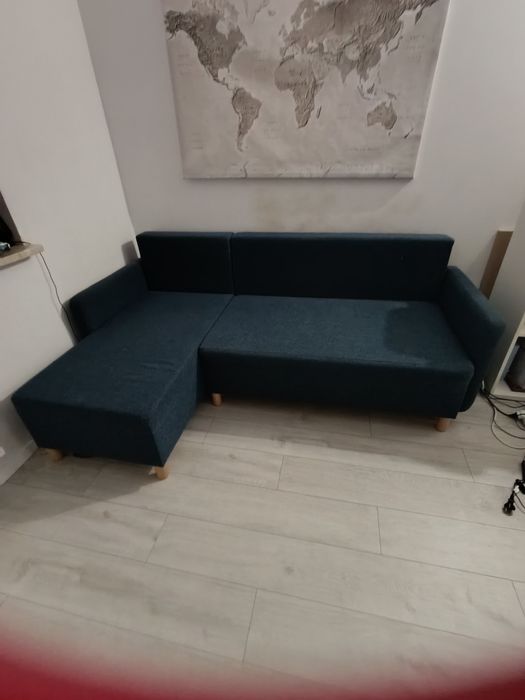 Łóżko kanapa narożnik sofa rozkładana z pojemnikiem poduszki