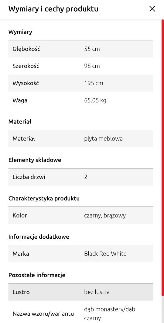 Szafa dwudrzwiowa Balin