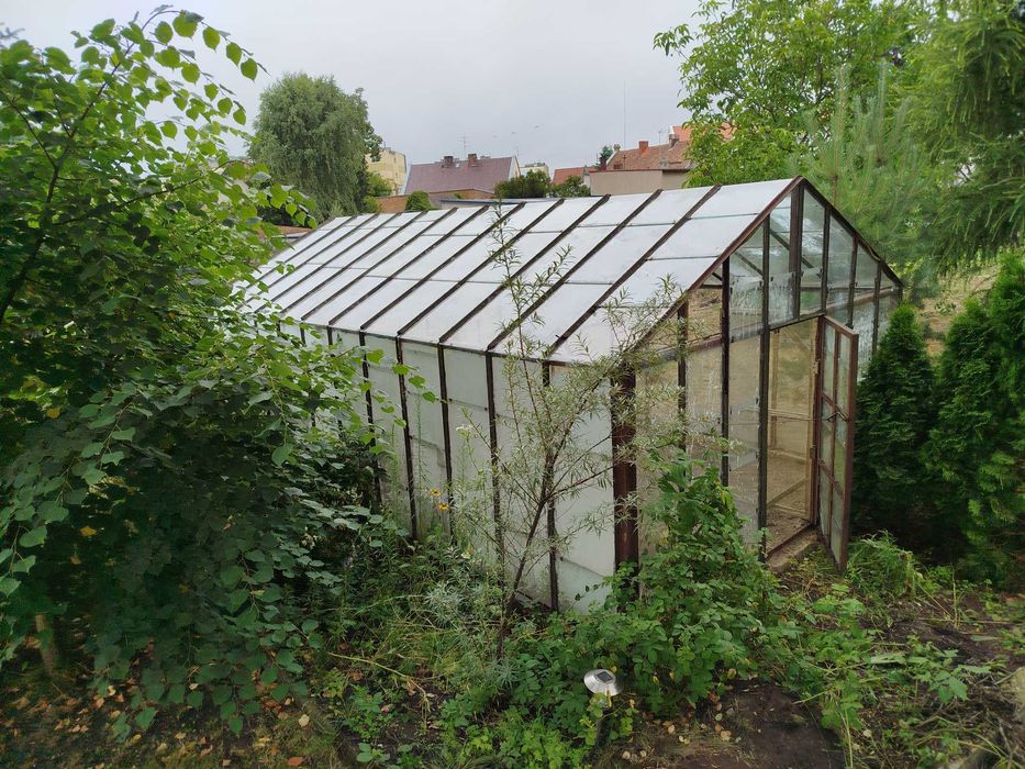 Szklarnia ogrodowa 5,70x3,30m wysokość 2,40m. Stal, szkło. Dwa wejścia