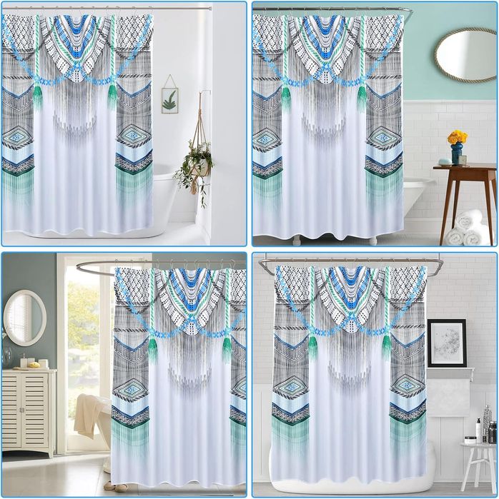 Vicyak Zasłona Prysznicowa z Tkaniny Biała Wodoodporna 183x183 cm