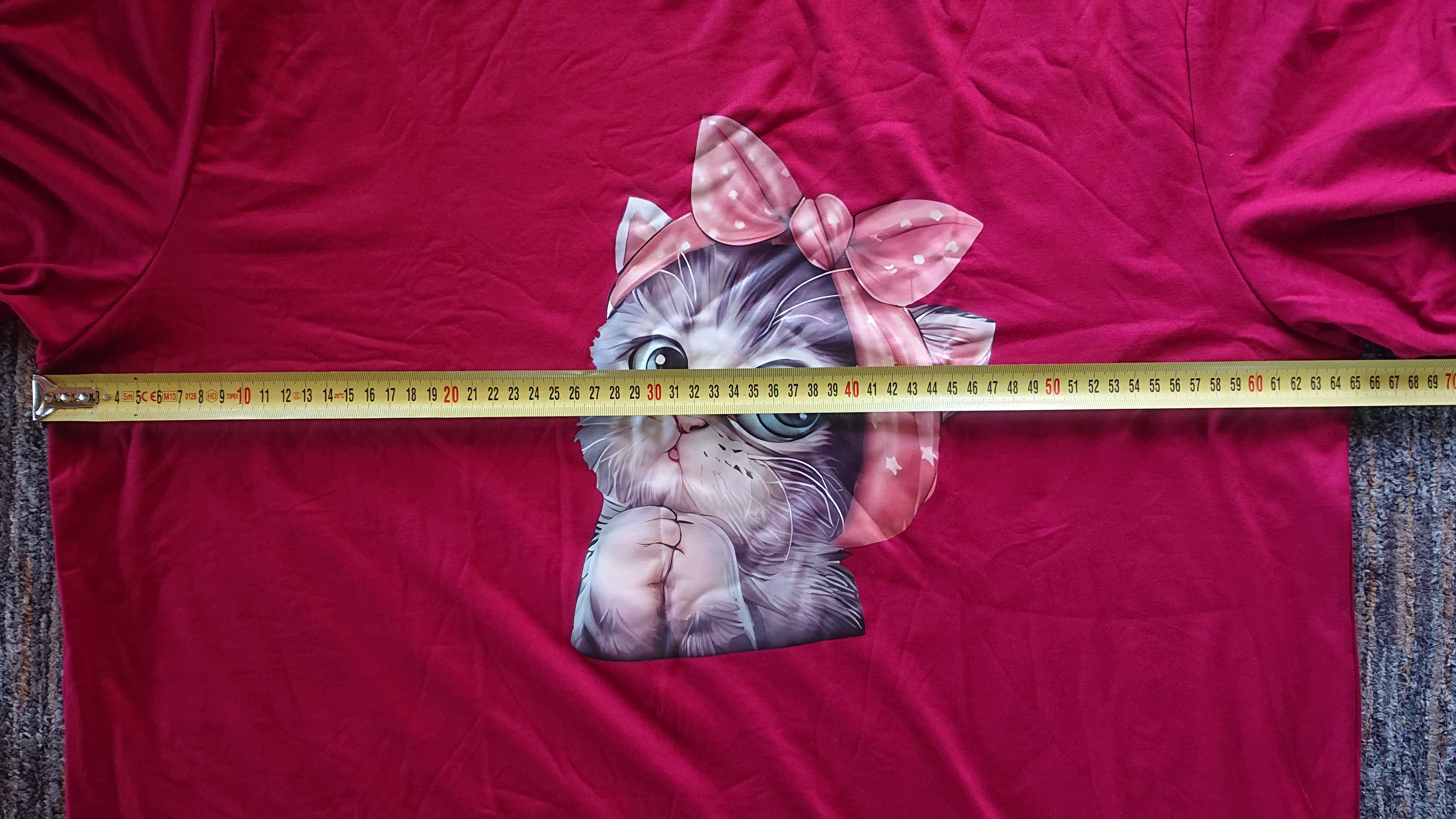 Bluzka z kotem plus size / biust do 130 cm