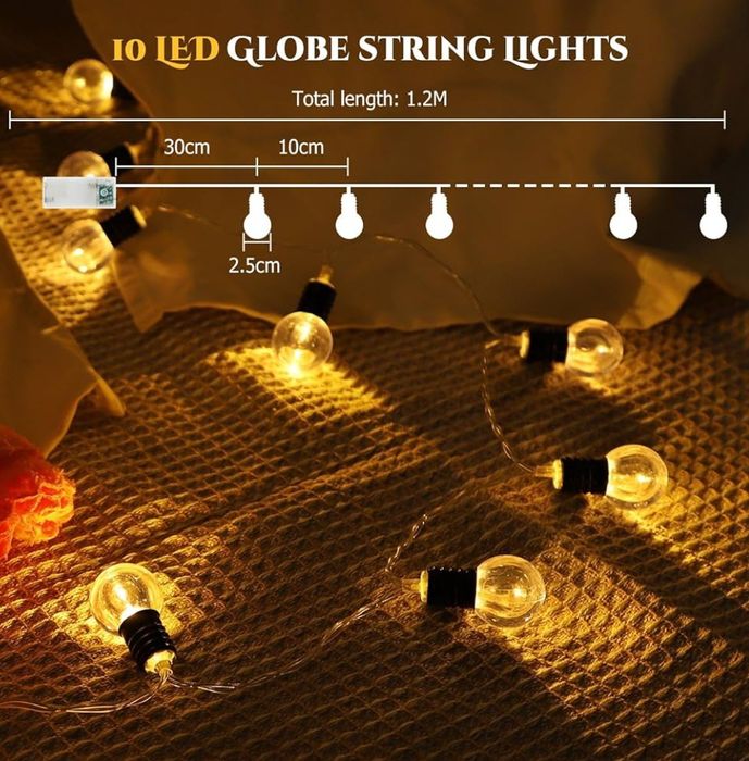 Lampki 10 LED Kryształowych kul