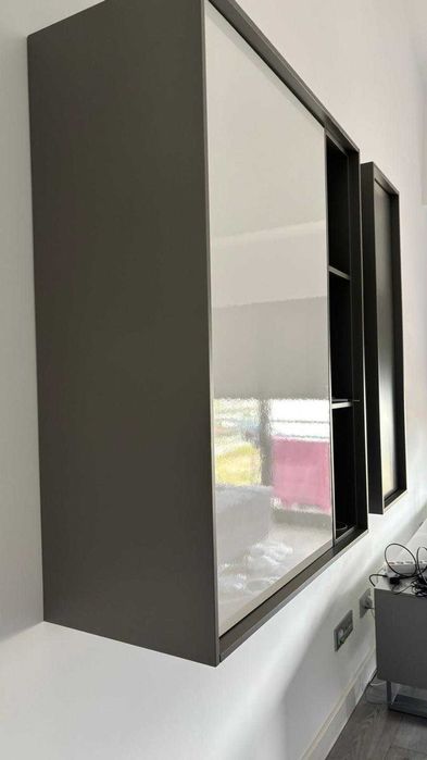 Módulos de Parede para Sala (Branco/Cinza)