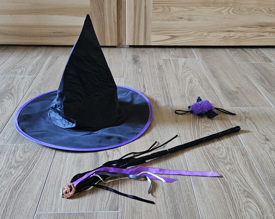 Kostium wiedzmy czarownicy halloween przebranie nowe tanio kapelusz #