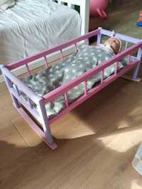 Kołyska łóżeczko dla lalki drewniane plus lalka bobas