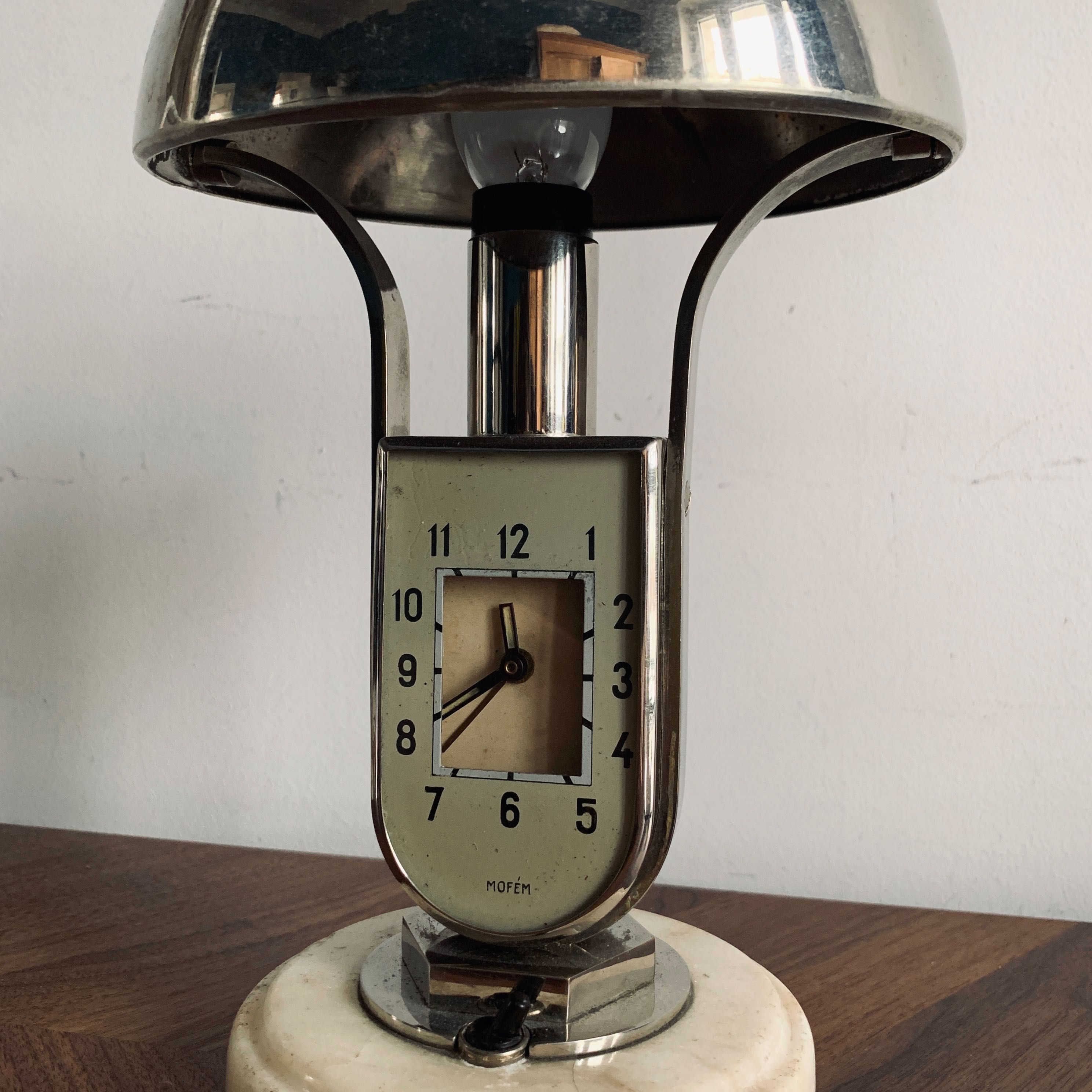 MOFÉM węgierski zegar nakręcany z lampą | Węgry, art deco, bauhaus