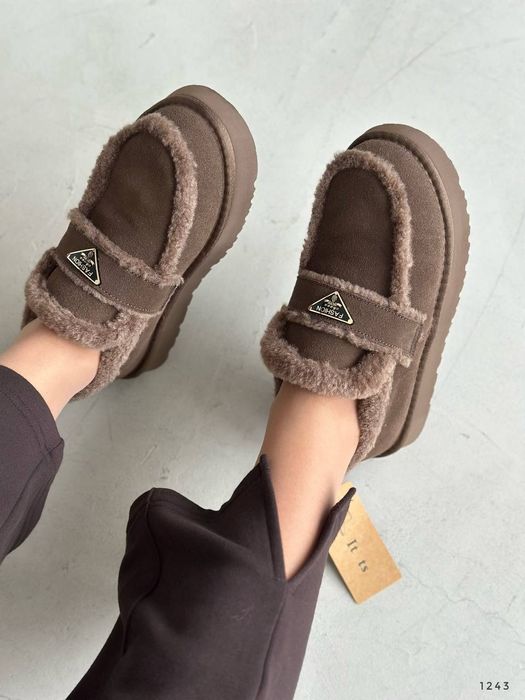 Лофери шоколад зима натуральна замша