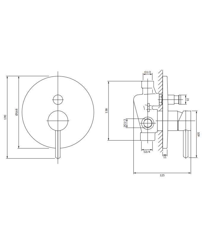 Omnires Y1235  bateria natryskowa-wannowa podtynkowa  CR