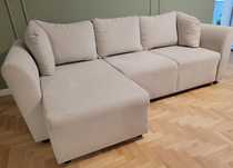 Nowa sofa narożna rozkładana z funkcją spania aż 140 cm – elegancki be